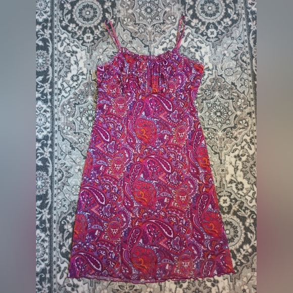 Vintage Xhilaration Y2K Babydoll Slip Dress Small Purple Paisley Ruffle Fairy - Picture 1 of 13